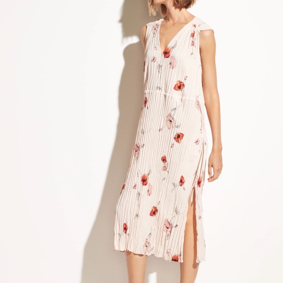 Vince Dresses & Skirts - Vince Floral V Neck Pleated Midi Dress